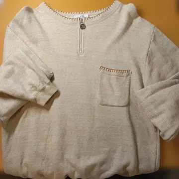 베이지 지퍼 넥 트레이닝복