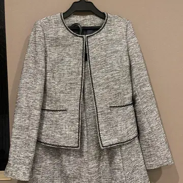 티어 클라세 그레이 계열 트위드 자켓 스커트 세트