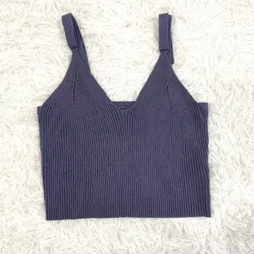 플래시 블루 리브 니트 뷔스티에 M 더스티 컬러