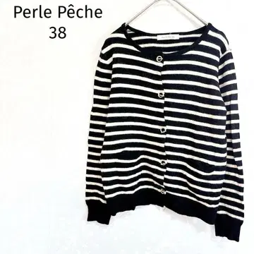 페를르페슈 가디건 보더 골드 버튼 니트 가디건 고급