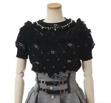 LIZLISA 메니 비쥬 리본 다이아 니트탑 블랙