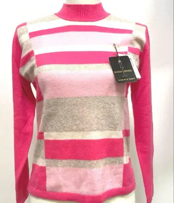 미사용 새상품 캐시미어 100% 모크넥 스웨터 M 핑크