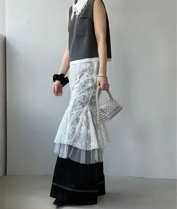 레이어드 레이스 머메이드 스커트