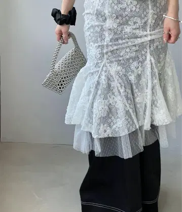 레이어드 레이스 머메이드 스커트