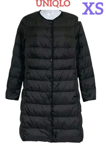 XS UNIQLO 울트라 라이트 다운 롱 기장 블랙 버튼 경량