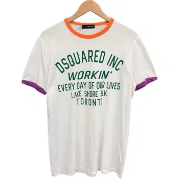 DSQUARED 데미지 가공 링거T셔츠