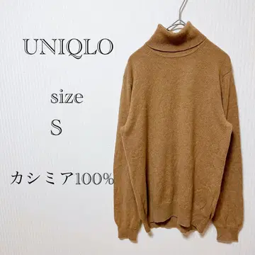 유니클로 캐시미어 100% 터틀넥 스웨터 니트 카멜 S