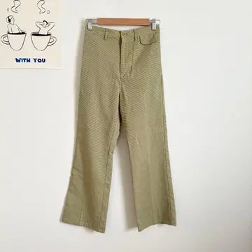 카스타네 체크 무늬 팬츠 아름다운 실루엣 턱 세미 플레어 멋짐