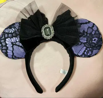 디즈니 할로윈 머리띠 보라색 레이스