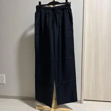 블랙 와이드 팬츠 밴딩 끈 포함