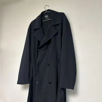 즉시 판매 디자인 ZARA 트렌치코트 벨트 롱 코트 네이비 L