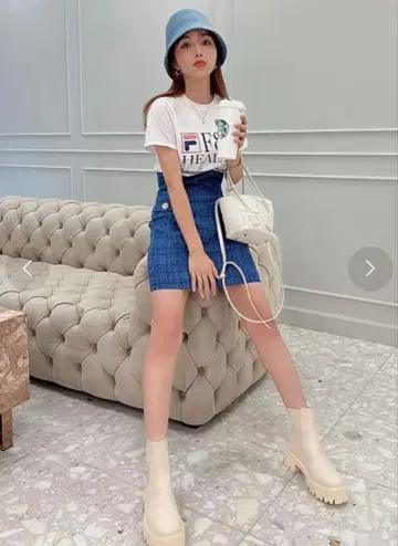 에이미 이스트 월 하이웨스트 트위드 미니 스커트 블랙