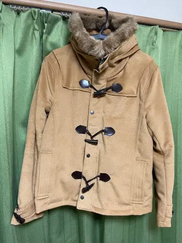 베이지 더플 코트 플리스 소재