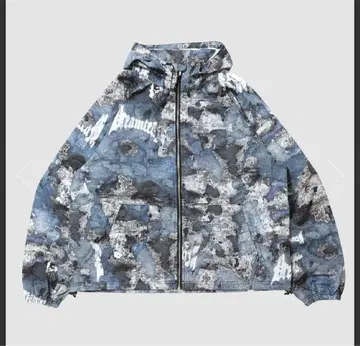 DREAMTEAM 카모플라쥬 후드 부착 나일론 자켓 Blue