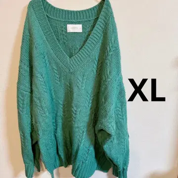 LUCKY BRAND 그린 V넥 니트 XL 올풀림 있음