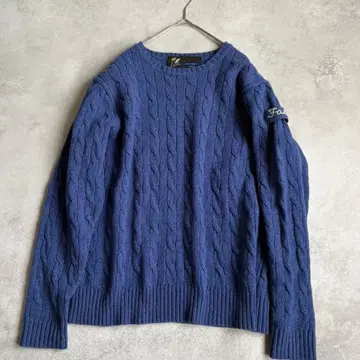 FAT 케이블 짜임 스웨터 블루 자수 SKINNYL 사이즈
