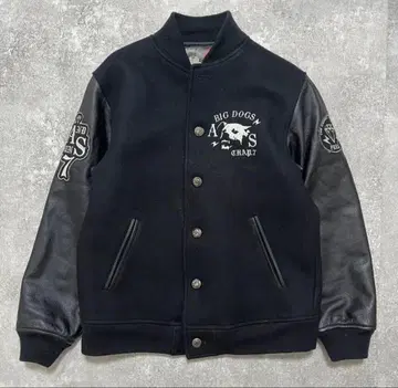 ANDSUNS BIG DOG VARSITY 가죽 바시티 자켓 스컬 자수