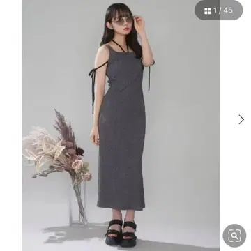 EATME 리브 컷 원피스 그레이