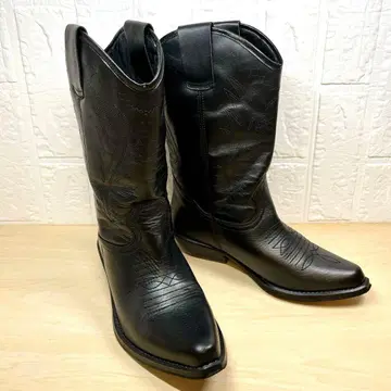 tisimo 티시모 웨스턴 부츠 자수 23.5 가죽 블랙