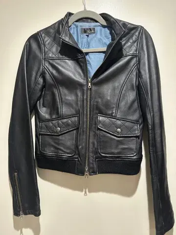 양가죽 블랙 가죽 자켓 퀼팅 디자인