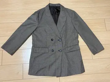 더블 브레스트 테일러드 자켓 체크 무늬 하운드투스 체크 패턴