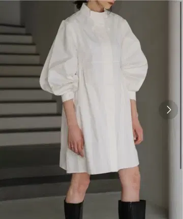 WILLFULLY 벌룬 슬리브 셔츠 원피스