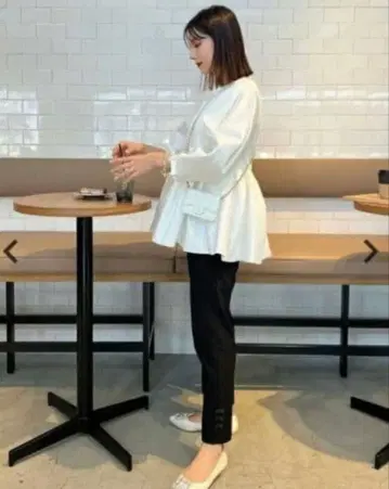 Fitmore 밑단 리본 스트레이트 팬츠 [ 작은 키 사이즈 ]