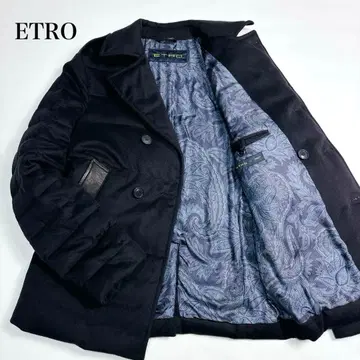 새상품급 에트로 다운 자켓 피 코트 캐시미어 페이즐리 램 가죽
