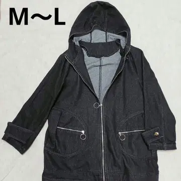 여성용 블랙 후드 부착 데님 자켓 아우터 남녀 공용