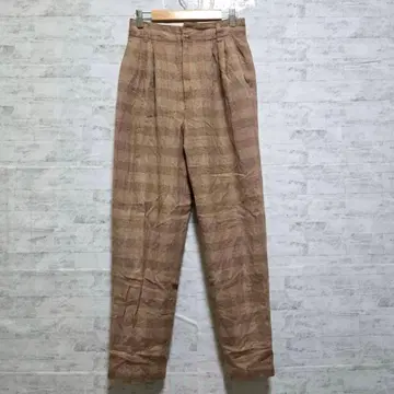 [루이에즈] 턱 와이드 팬츠 레트로 체크 무늬 캐주얼 팬츠