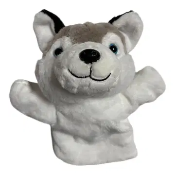 귀여운 봉제 인형 늑대 핸드퍼펫 화이트 그레이