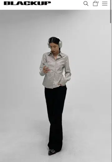 BLACKUP 스트라이프 긴팔 셔츠