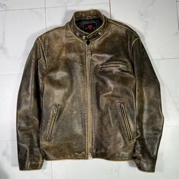 R.B.C 싱글 라이더 자켓 천연 가죽 브라운 M 빈티지 가공