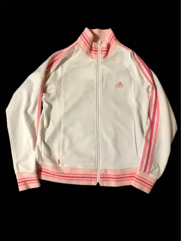 Adidas 트랙 자켓 L 사이즈 화이트 x 핑크 레어 컬러
