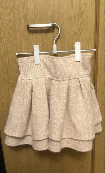 michell Macaron 핑크 트위드 플레어 스커트