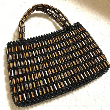 빈티지 우드비즈 핸드백