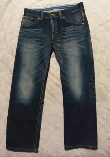 인기 정통 EDWIN 다크 블루 스트레이트 데님 32인치