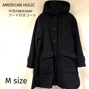 아메리칸 홀릭 중공 FIBER 2WAY 후드 부착 코트 M 사이즈