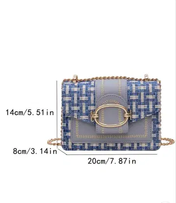 트위드 디자인 숄더백 파랑