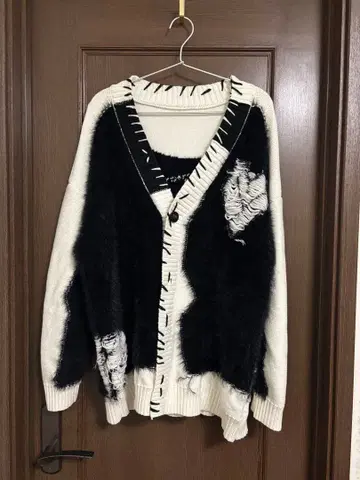 오버 사이즈 가디건 화이트/블랙