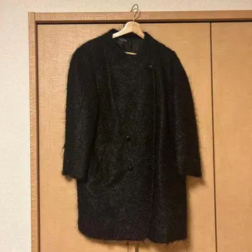 블랙 퍼풍 롱 코트