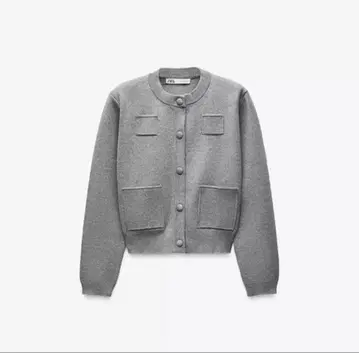 ZARA 플레인 니트 자켓 패디드 숄더