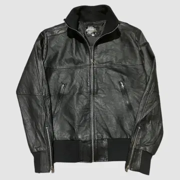 천연 가죽 라이더 자켓 36 사이즈 블루종 바이커 MA-1 블랙