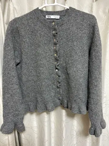 ZARA 그레이 프릴 가디건 M