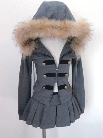 밀리터리 나폴레옹 후드티 세트 Y2K 헤이세이 갸루 그런지 다크코어