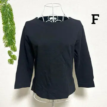 뷰티&유스 F 긴팔 보트넥 상의 블랙 코튼 혼합