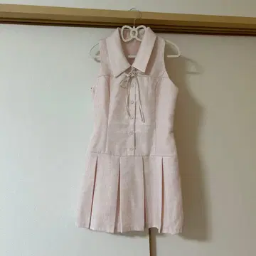 YUI 기획 슬리브리스 셔츠 미니 원피스 핑크