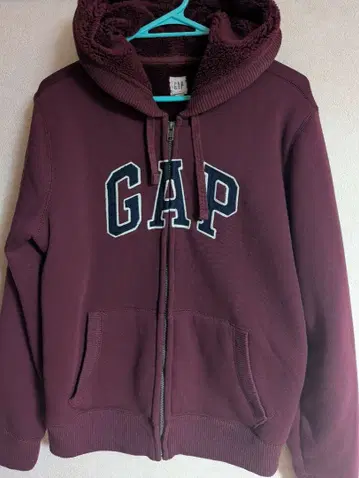 GAP 버건디 풀 집업 후드티 M