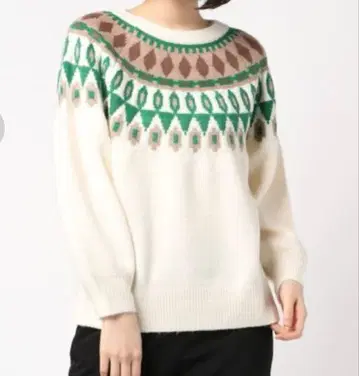 [ LOWRYS FARM ] 노르딕 무늬 니트 M 사이즈