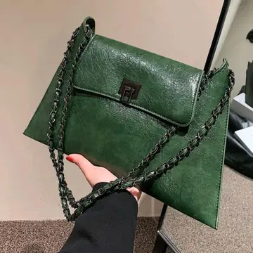 그린 가죽풍 숄더백 캐주얼 스타일리시 엘레강트